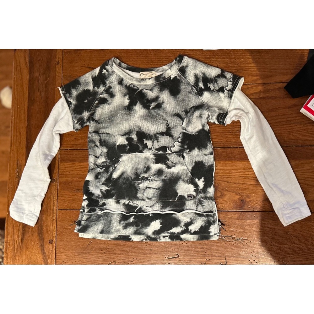 Appaman Tie Dye Long Sleeve Layered Black White Gray Shirt Zippers 3T